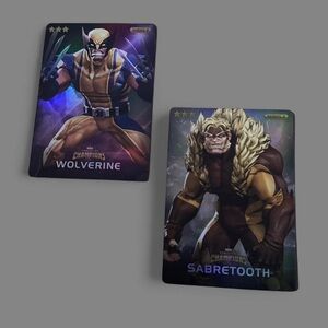 RARE SABRETOOTH & WOLVERINE - Marvel Contest of Champions Series 2 FOIL Cards